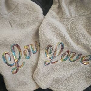 Pet .Cozy Sherpa🥉🥇🥈 Hoodie with Rainbow Love Embroidery